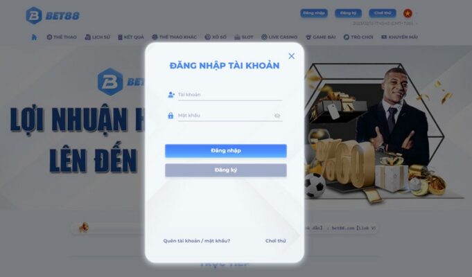 Đăng nhập Bet88 để tiến hành cá cược