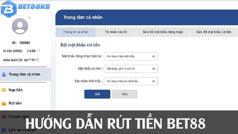 Bật mí sự đơn giản của tính năng rút tiền Bet88